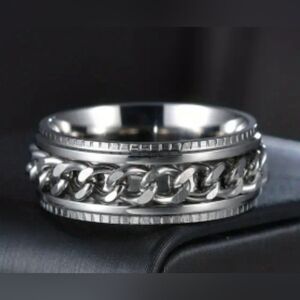 One stainless steel rotating fidget spinner ring